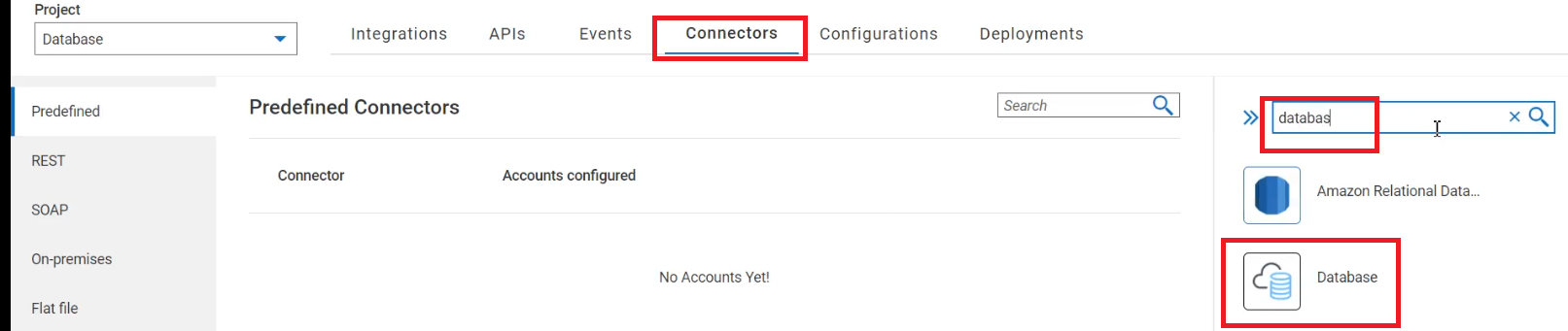 Create Database connector