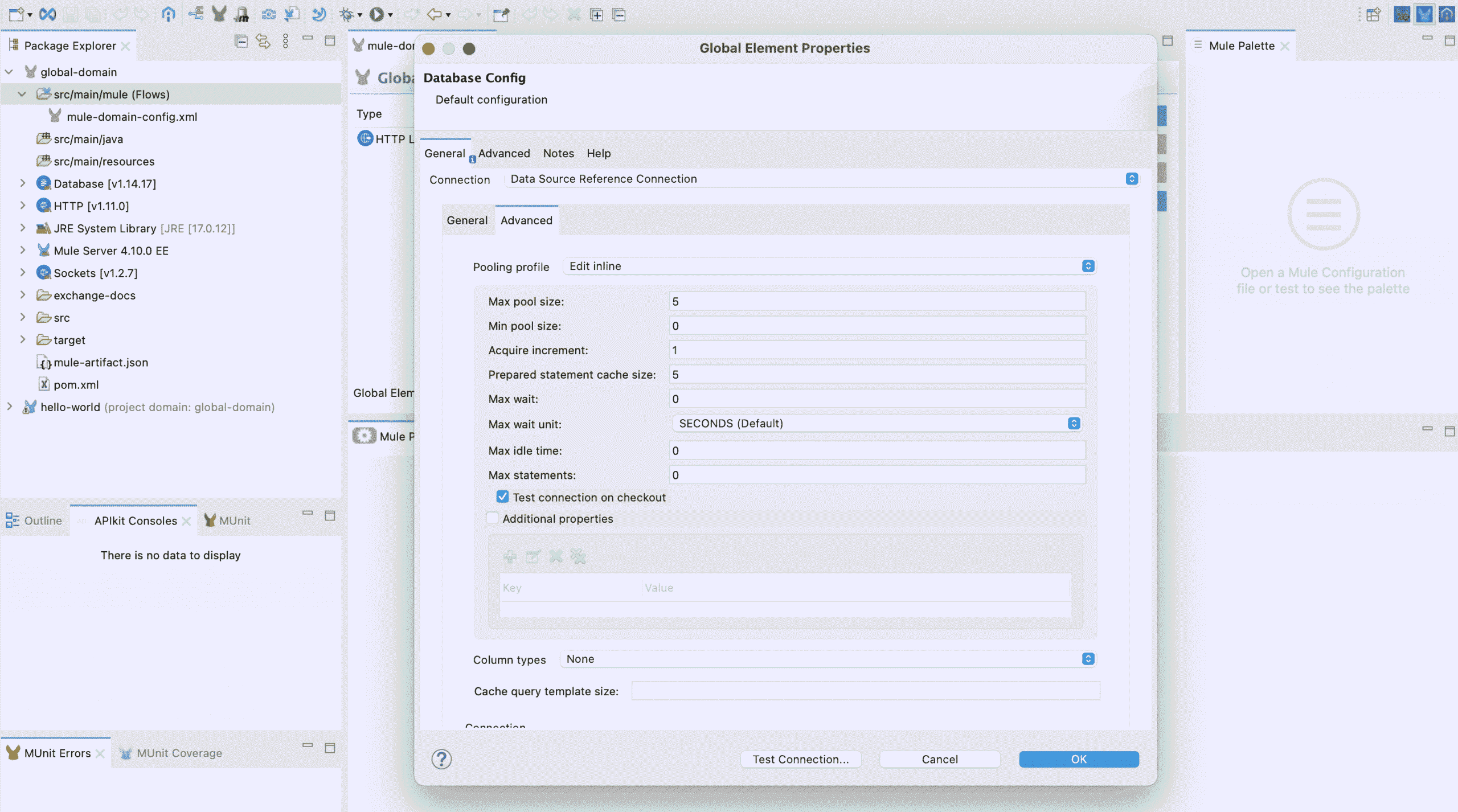 Domain project configuration for database pooling configuration.